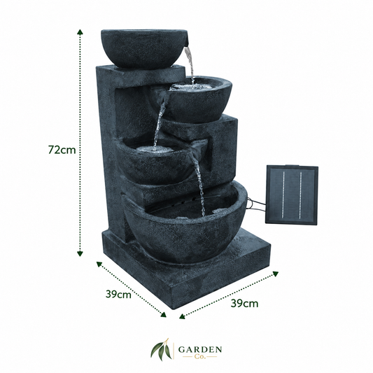 4 Tier Solar Water Fountain with Blue LED Lights