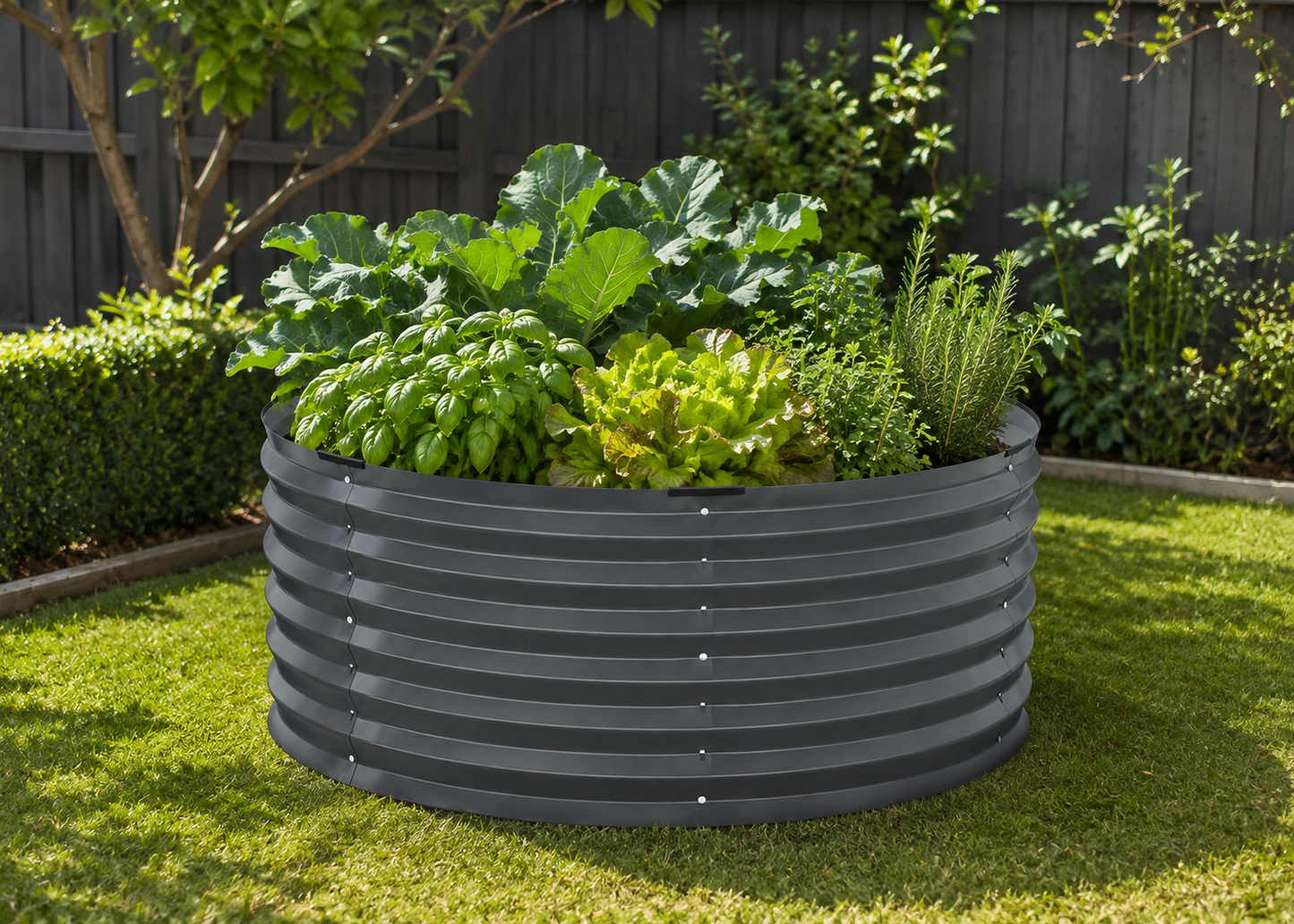 Round Galvanised Raised Garden Bed (90cm x 45cm)