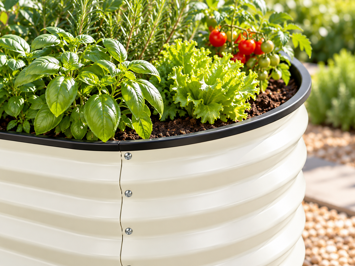 Medium Raised Oval Garden Bed - White (240cm x 60cm x 45cm)