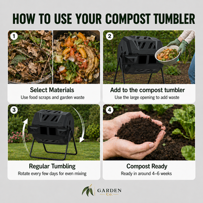 Image of how a compost tumbler works