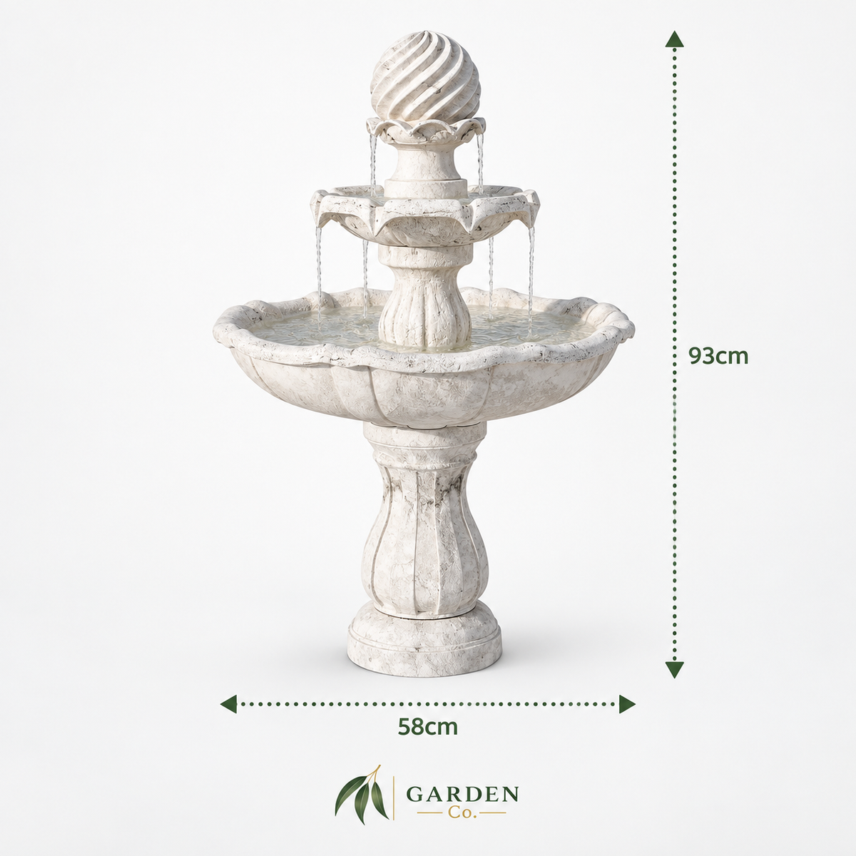 Solar Powered Water Feature 3-Tier Fountain Bird Bath