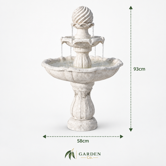 Solar Powered Water Feature 3-Tier Fountain Bird Bath