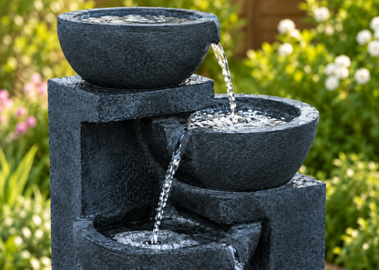 4 Tier Solar Water Fountain with Blue LED Lights