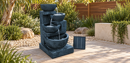 4 Tier Solar Water Fountain with Blue LED Lights