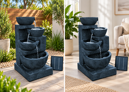 4 Tier Solar Water Fountain with Blue LED Lights