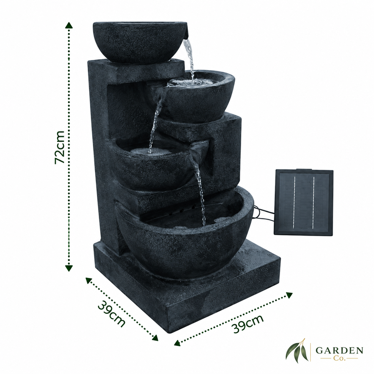 4 Tier Solar Water Fountain with Blue LED Lights