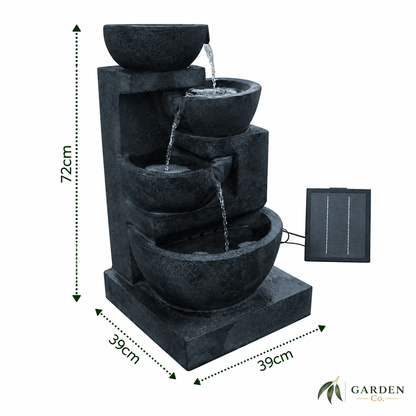 4 Tier Solar Water Fountain with Blue LED Lights