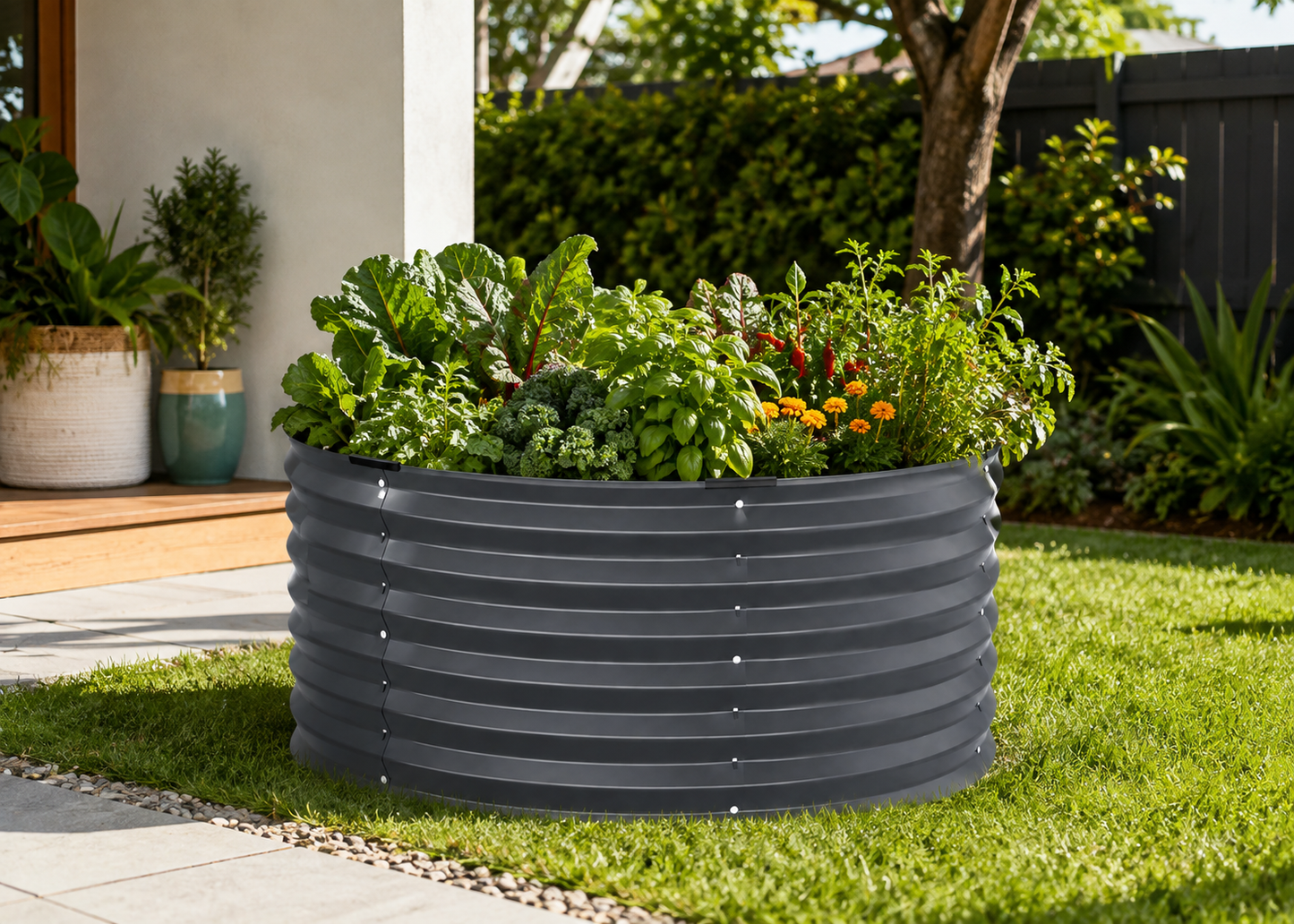 Round Galvanised Raised Garden Bed (90cm x 45cm)