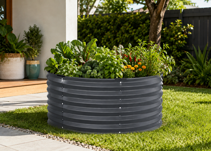Round Galvanised Raised Garden Bed (90cm x 45cm)