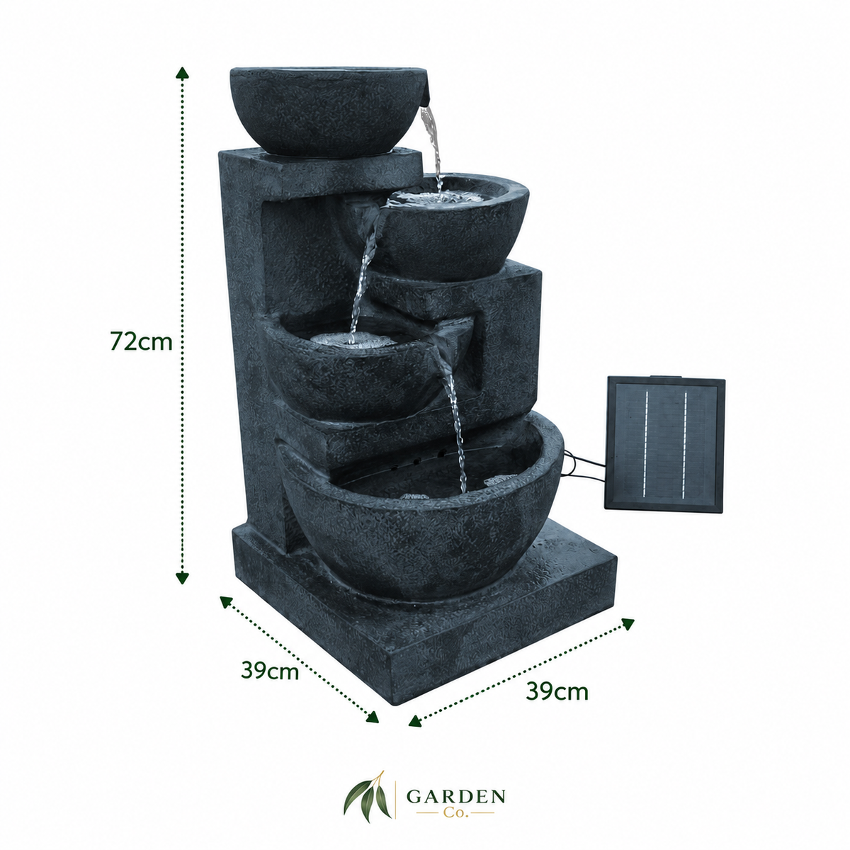 4 Tier Solar Water Fountain with Blue LED Lights