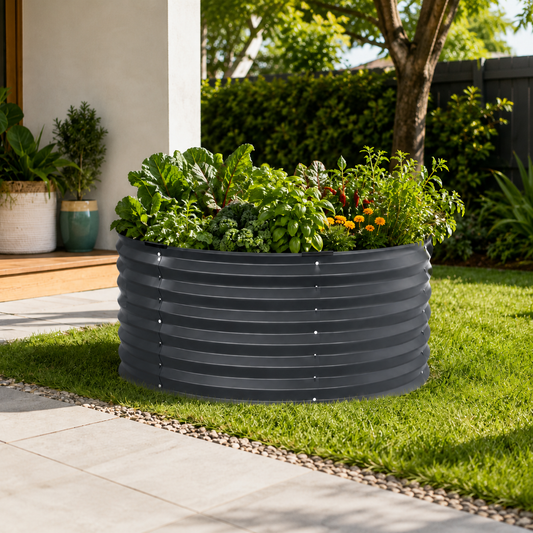 Round Galvanised Raised Garden Bed (90cm x 45cm)