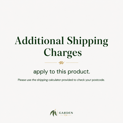 Text indicating additional shipping charges apply to a product with a logo at the bottom.