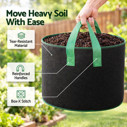 Green Fingers 15 Gallon Grow Bags 300gsm thick Aeration Fabric Pots 10 Pack