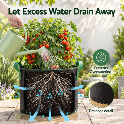 Green Fingers 20 Gallon Grow Bags 300gsm thick Aeration Fabric Pots 10 Pack