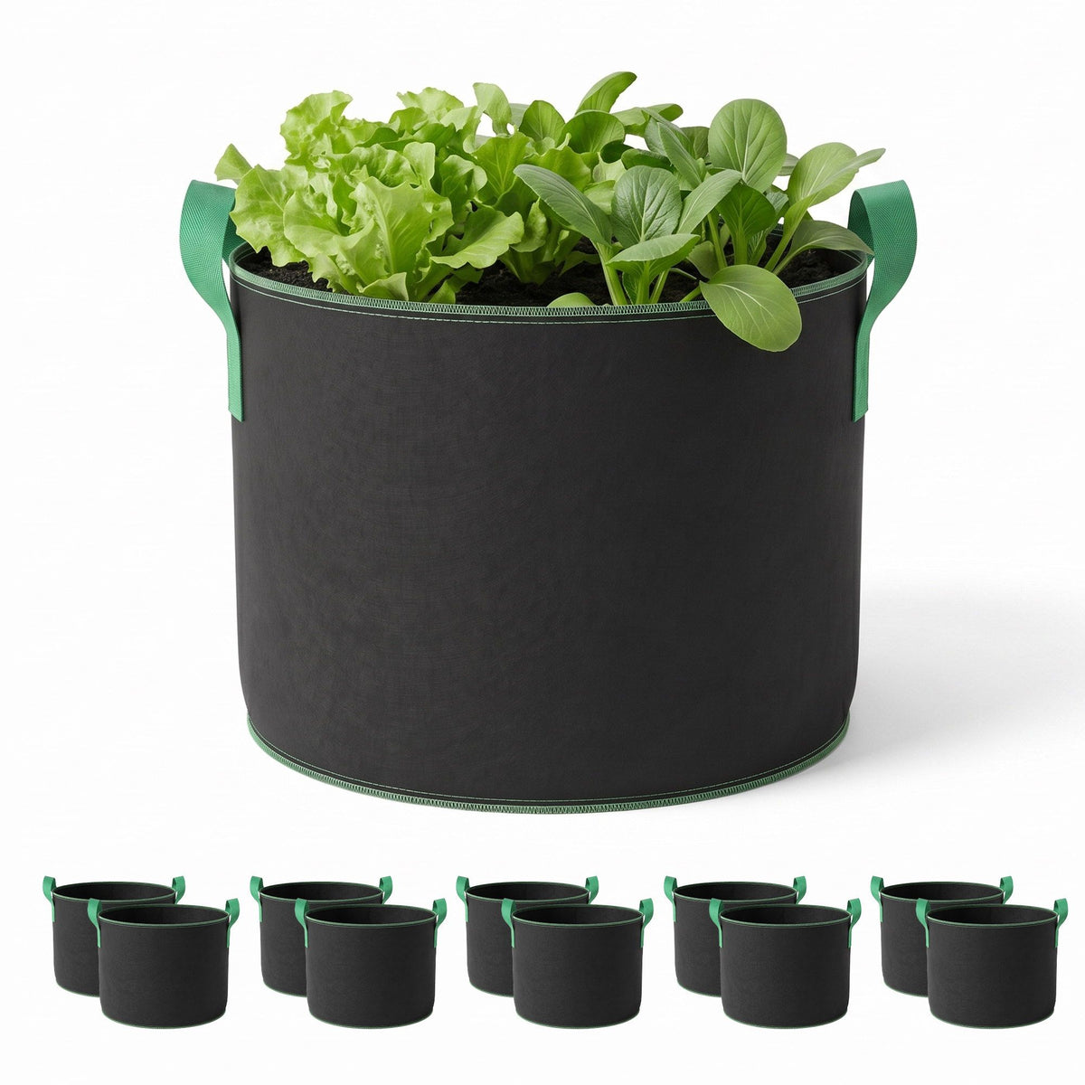 Green Fingers 20 Gallon Grow Bags 300gsm thick Aeration Fabric Pots 10 Pack