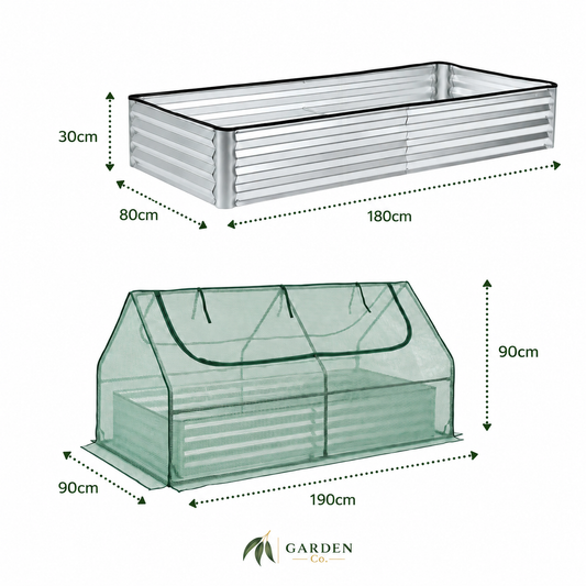 Raised Garden Bed With Greenhouse Green (180cm x 80cm x 30cm)