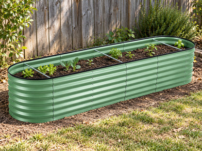 Medium Raised Oval Garden Bed – Green (240cm × 60cm × 45cm)