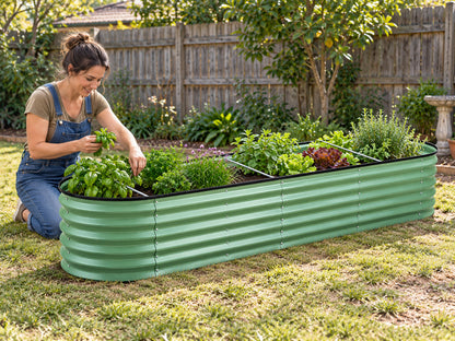 Medium Raised Oval Garden Bed – Green (240cm × 60cm × 45cm)