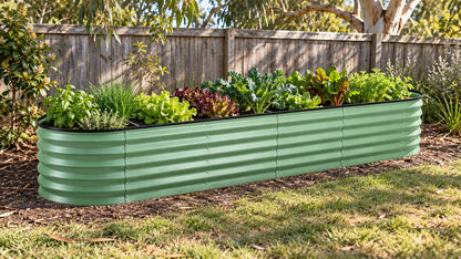 Medium Raised Oval Garden Bed – Green (240cm × 60cm × 45cm)