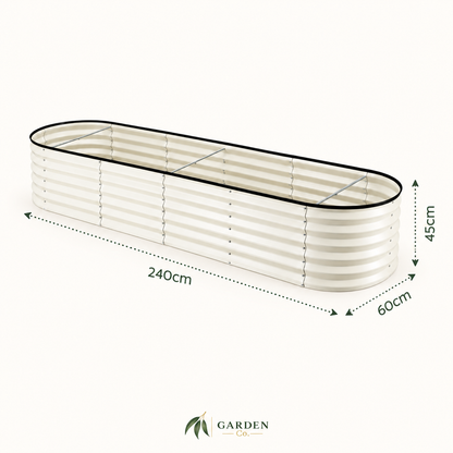Medium Raised Oval Garden Bed - White (240cm x 60cm x 45cm)