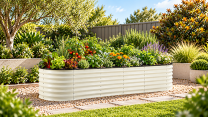 Medium Raised Oval Garden Bed - White (240cm x 60cm x 45cm)