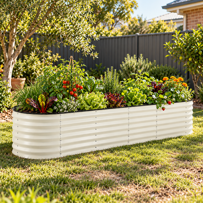 Medium Raised Oval Garden Bed - White (240cm x 60cm x 45cm)