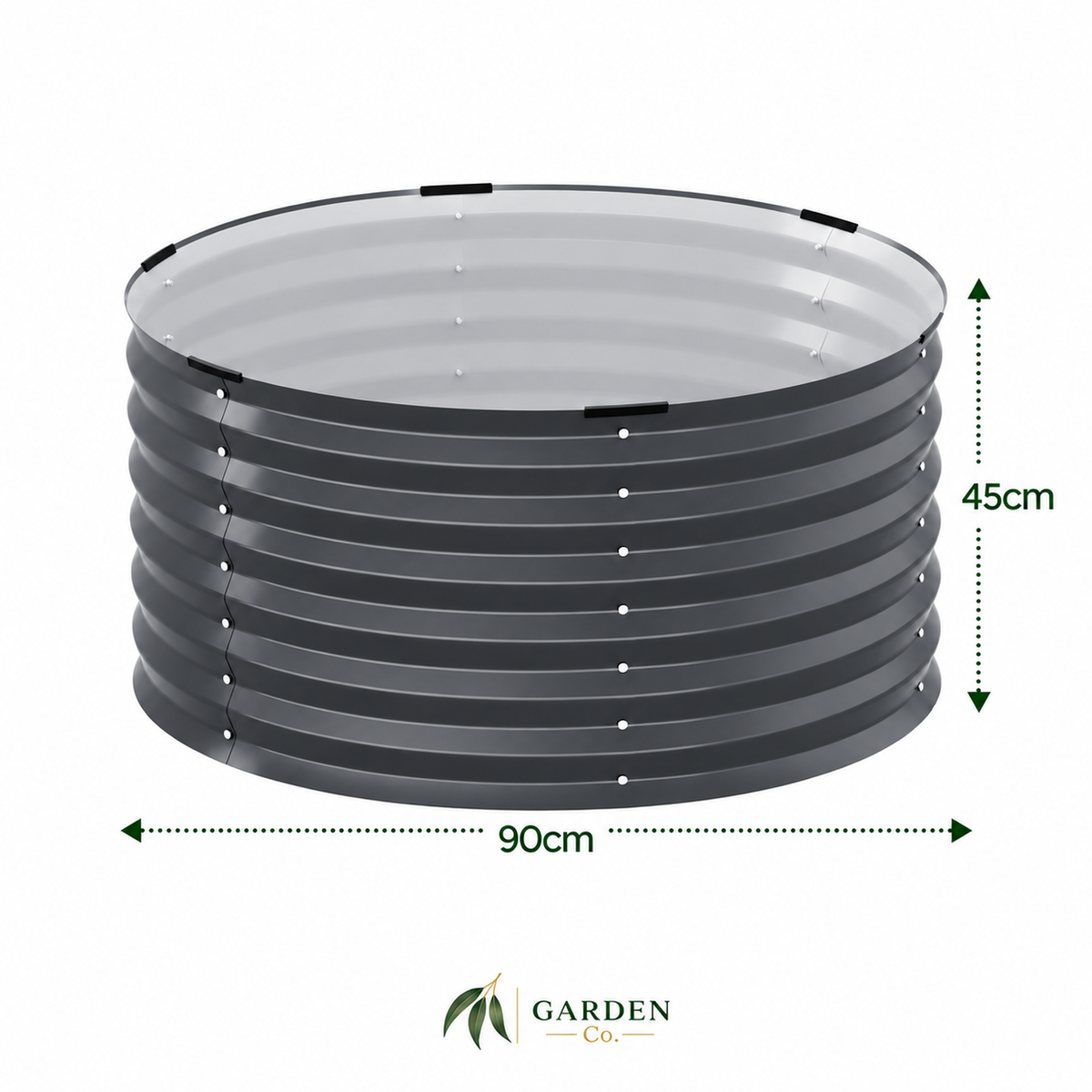 Round Galvanised Raised Garden Bed (90cm x 45cm) - Bolt Assembly